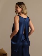 [Bleu Foncé] SilkSilky-FR Sleeveless Femme Pyjamas 002
