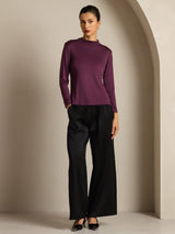 [Violette] SilkSilky-FR Soie Col Haut Femme T-Shirt 008