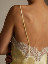 [Jaune Clair] SilkSilky-FR Spaghetti Strap V Neck Top À Fines Brides 005