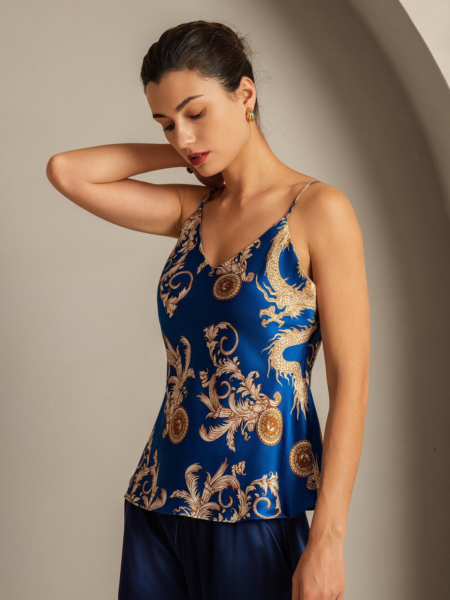 [Dragon Navy] SilkSilky-FR Pure Soie Camisoles 006