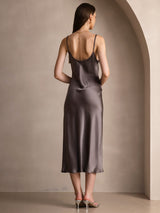 [Kaki Foncé] SilkSilky-FR Sleeveless V Neck Robes 002