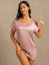 [Peau De Pêche] SilkSilky-FR 19Momme Manches courtes Col Rond Chemises de nuit 003