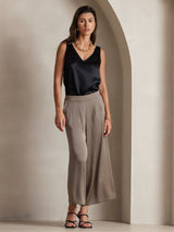 [Noir] SilkSilky-FR Sleeveless V Neck Top À Fines Brides 008