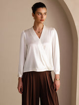 [Blanc] SilkSilky-FR Long Sleeve Blouse 001