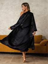 [Noir] SilkSilky-FR Long Sleeve V Neck Peignoir&Robe de Chambre 002