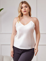 [Blanc] SilkSilky-FR Fines Brides Col V Top À Fines Brides grandes tailles 001