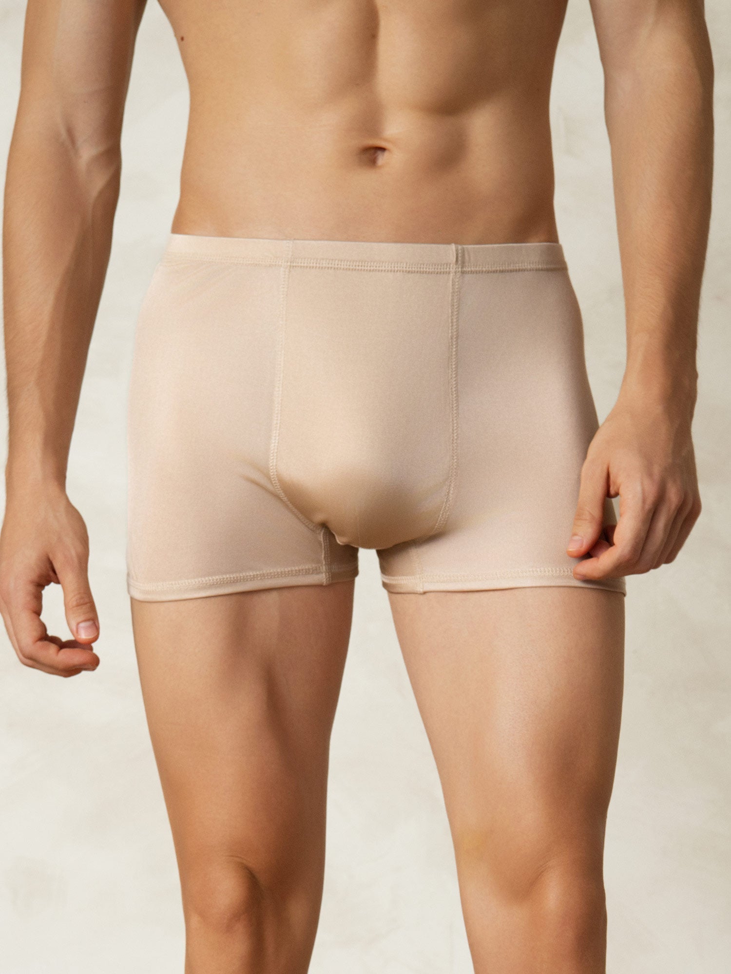 [Beige] SilkSilky-FR Soie Tricotée Mens Underwear 001