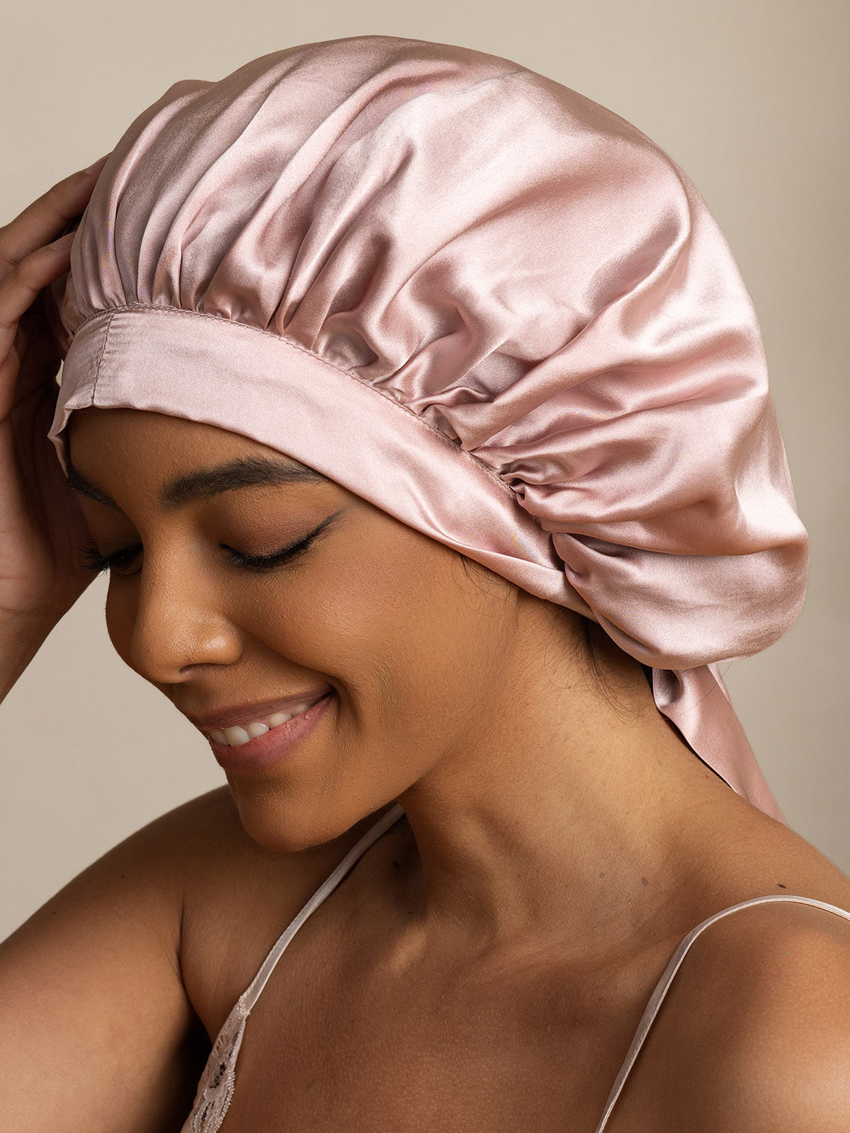 [Rose] SilkSilky-FR Pure Soie Sleep Cap 004