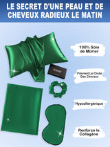 [Vert Foncé] SilkSilky-FR 19Momme Pure Soie Pillowcase Set 002