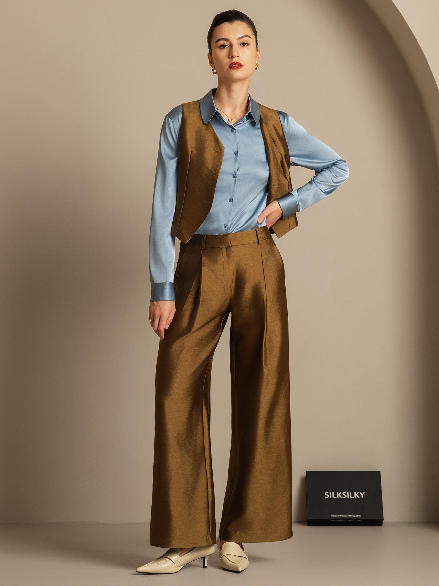 [Bronze] SilkSilky-FR 32Momme Soie Womens Vest 008,