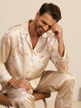[Champagne] SilkSilky-FR Long Sleeve Lapel Collar Homme Pyjamas 006