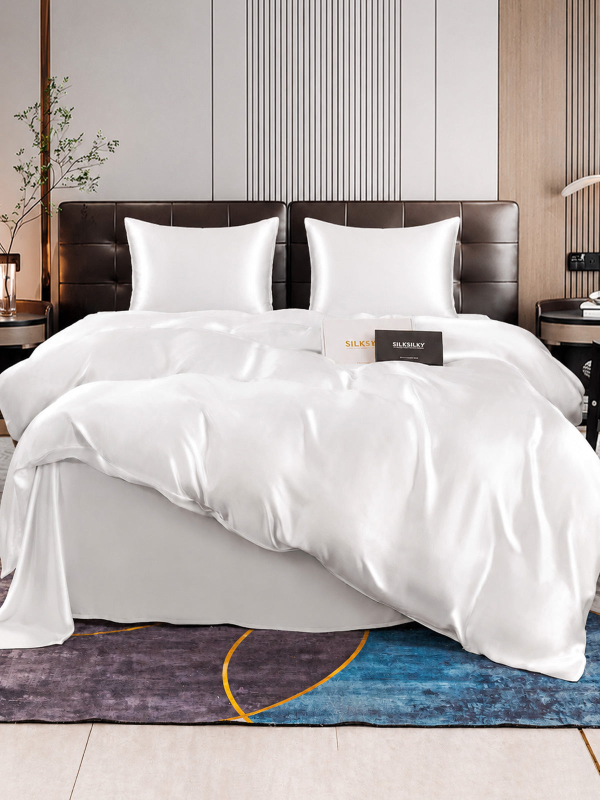 [Blanc] SilkSilky-FR Parure de Lit Soie 001