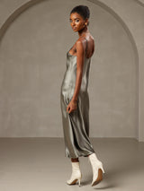 [Vert Grisâtre] SilkSilky-FR Sleeveless V Neck Chemises de nuit 002