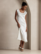 [Blanc] SilkSilky-FR Cap Sleeve Robes 006