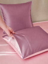 [MauvePâle+RoseClair] SilkSilky-FR Parure de Lit Soie 005