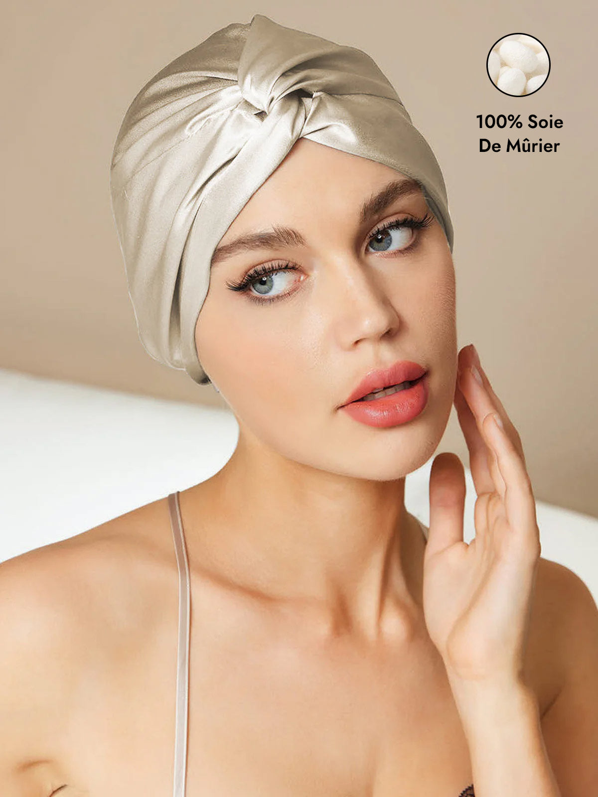[Beige] SilkSilky-FR Bonnets de Nuit 001