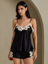 [Noir] SilkSilky-FR Sleeveless V Neck Ensemble Camisole 006