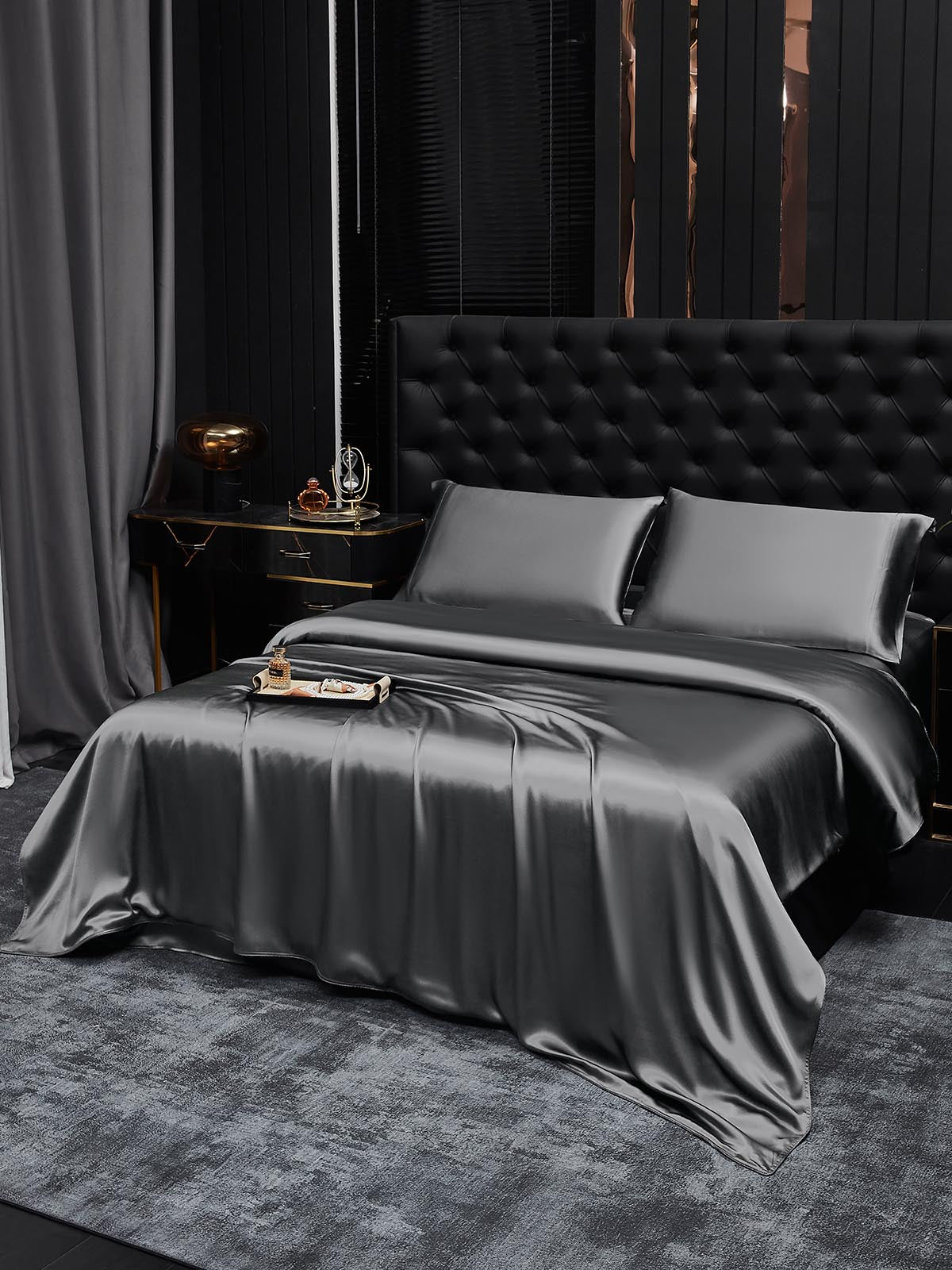 [Gris Foncé] SilkSilky-FR 19Momme Pure Soie Bedding Set 001