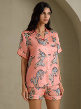 [Chat Rose] SilkSilky-FR Short Sleeve Lapel Collar Femme Pyjamas 008