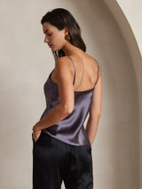 [Gris Pourpre] SilkSilky-FR Spaghetti Strap V Neck Top À Fines Brides 002