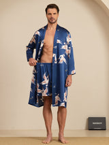 [Bleu Foncé] SilkSilky-FR 19Momme Long Sleeve Mens Pajamas 003