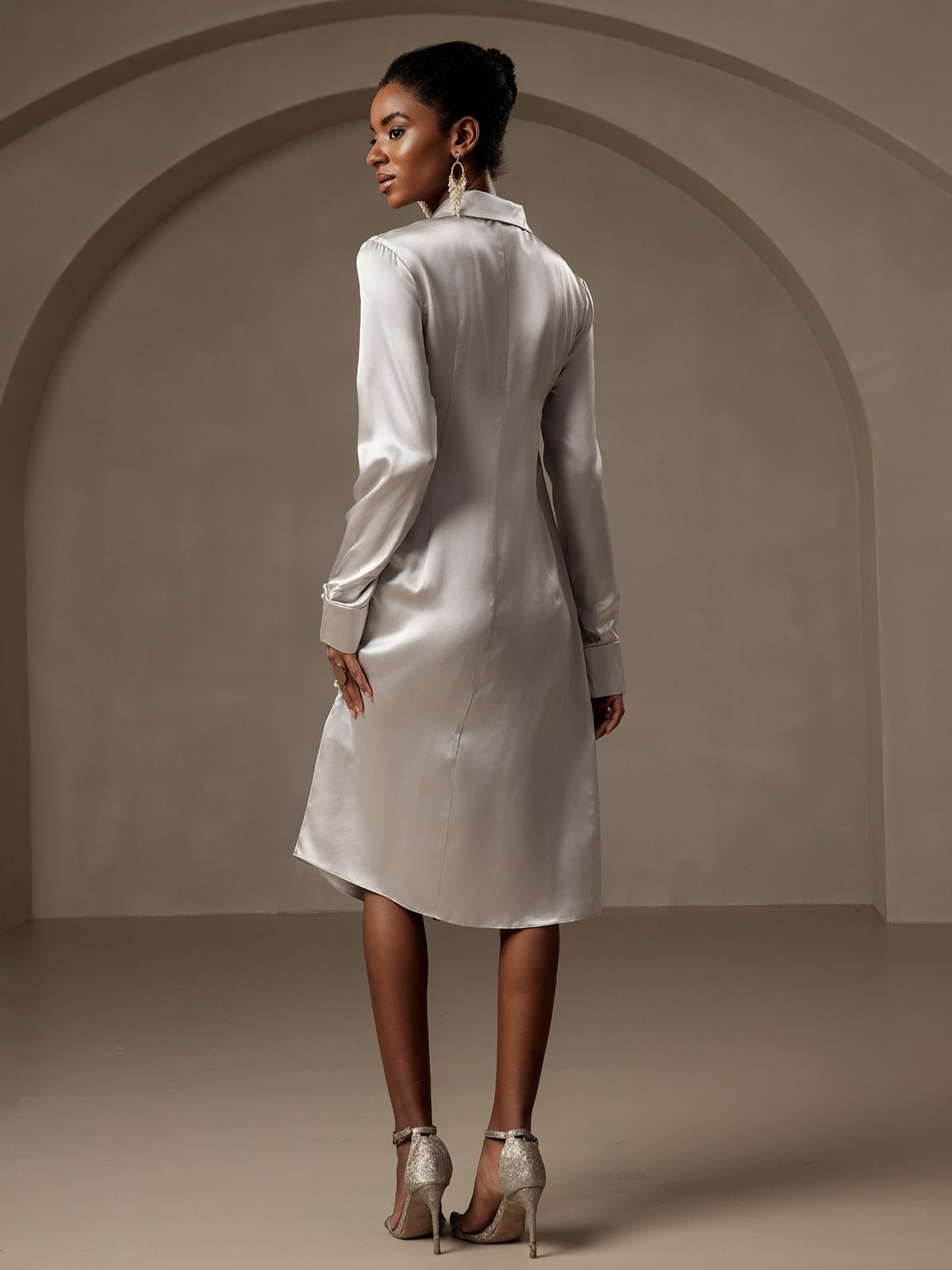 [Argent] SilkSilky-FR 19Momme Soie Dress 002
