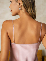 [Rose] SilkSilky-FR Sleeveless V Neck Chemises de nuit 004