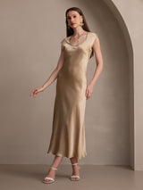 [Champagne] SilkSilky-FR Cap Sleeve Robes 006