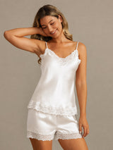 [Blanc] SilkSilky-FR Sleeveless V Neck Ensemble Camisole 001