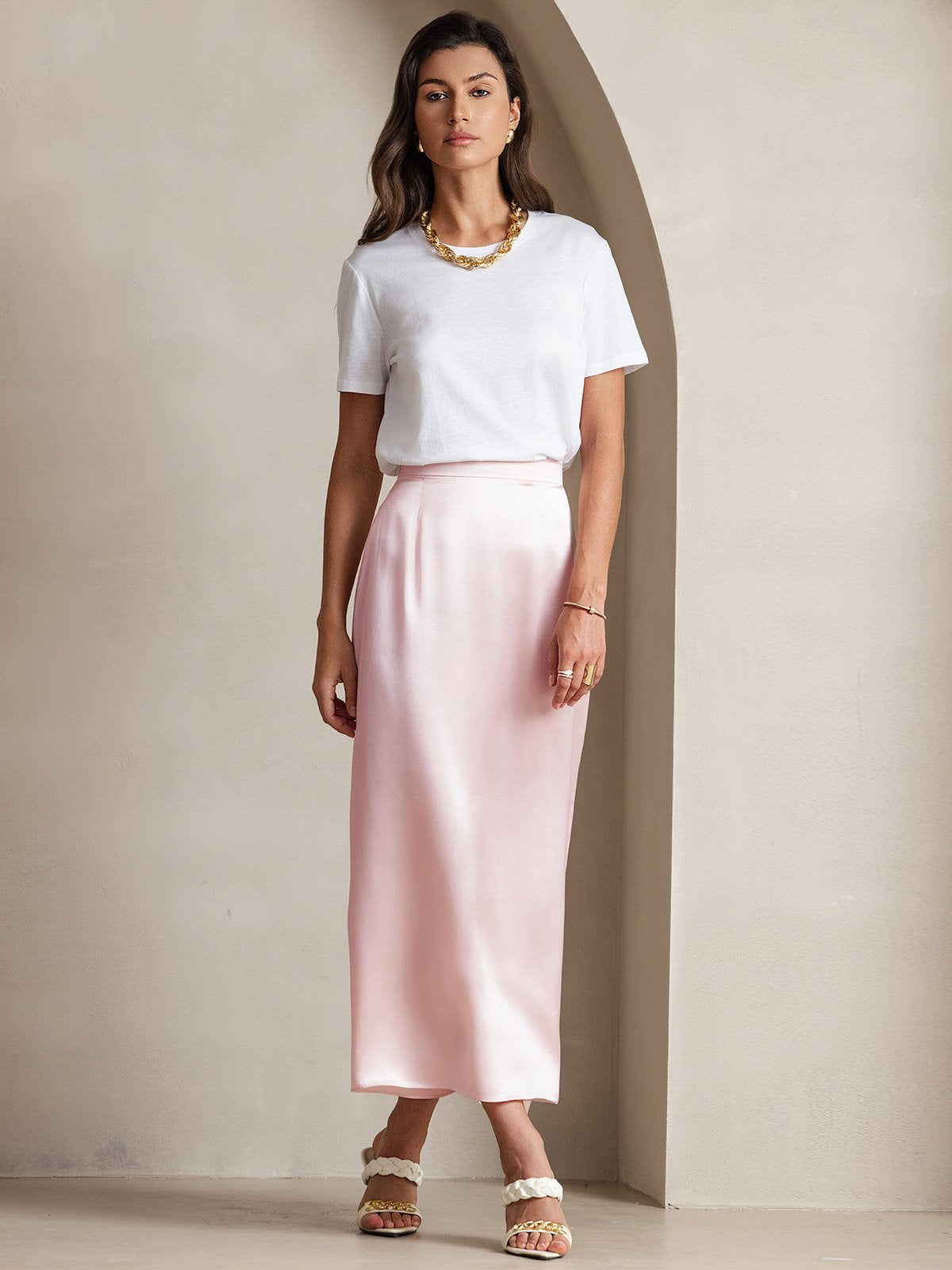 [Rose] SilkSilky-FR 19Momme Soie Skirt 005