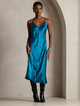 [Bleu Royal] SilkSilky-FR Sleeveless V Neck Robes 005