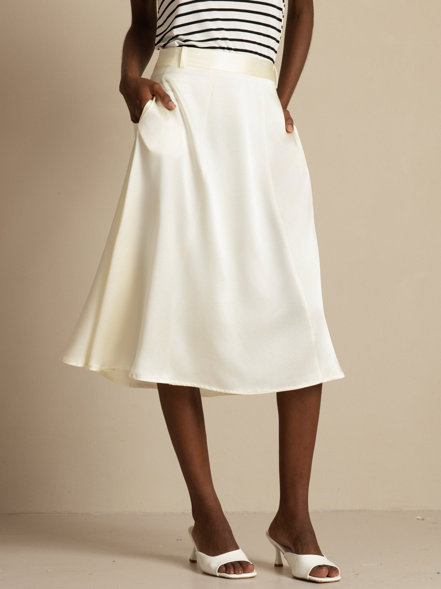 [Ivory] SilkSilky-FR 19Momme Soie Skirt 001