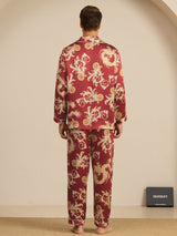 [Dragon Bordeaux] SilkSilky-FR Long Sleeve Lapel Collar Homme Pyjamas 002