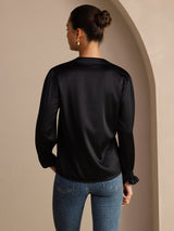 [Noir] SilkSilky-FR Long Sleeve Blouse 002