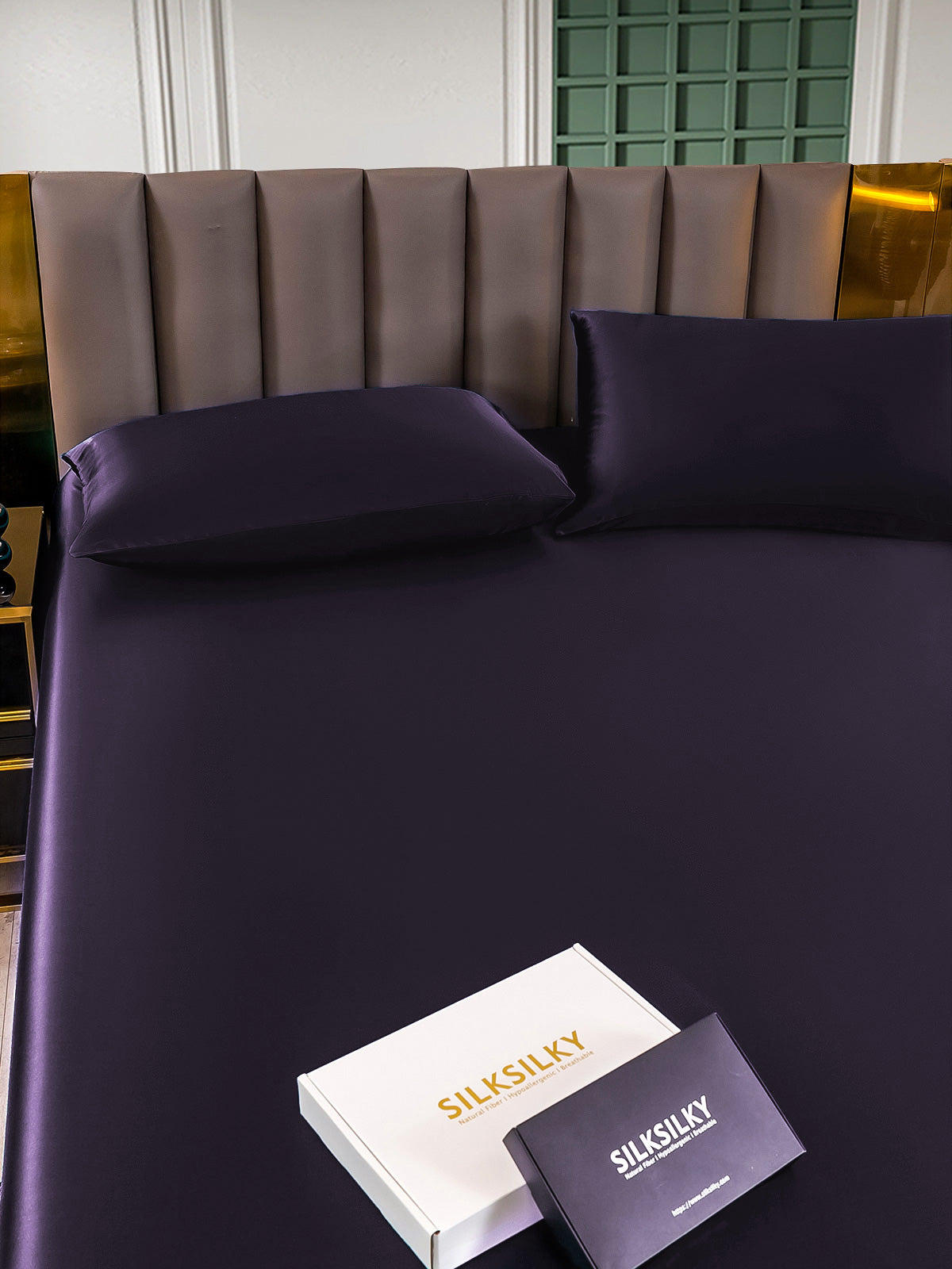 [Violet Foncé] SilkSilky-FR 22Momme Pure Soie Bedding Set 005,