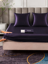 [Violet Foncé] SilkSilky-FR Parure de Lit Soie 006