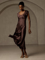 [Café] SilkSilky-FR Cap Sleeve Robes 007