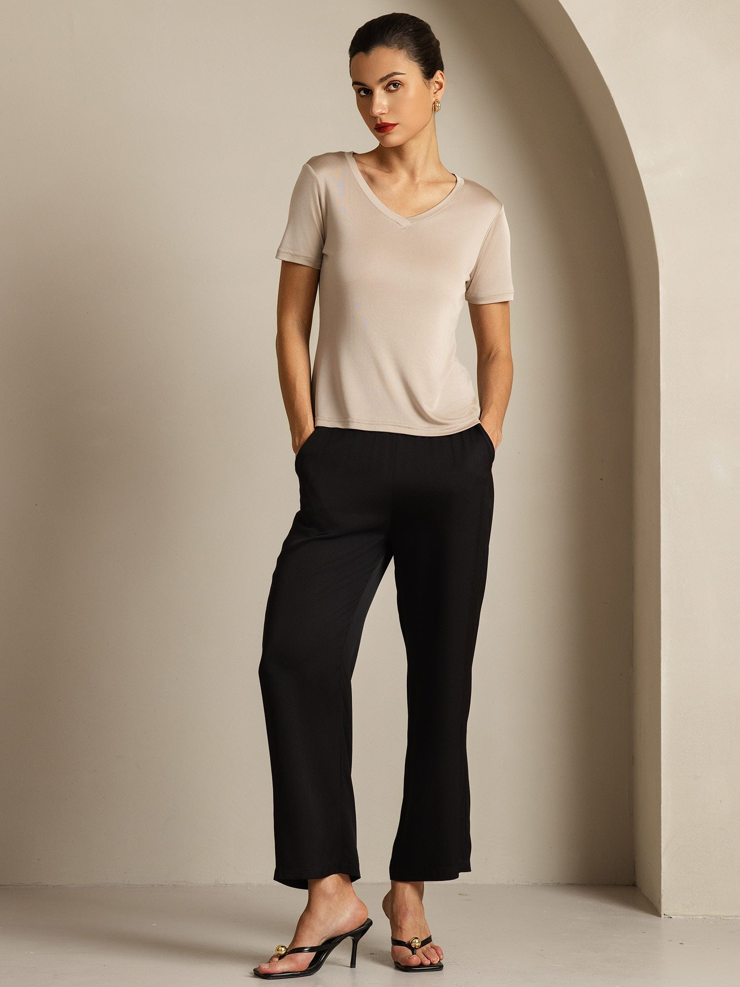 [KakiClair] SilkSilky-FR Soie Womens T-Shirt 008