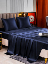 [Bleu Foncé] SilkSilky-FR Parure de Lit Soie 003