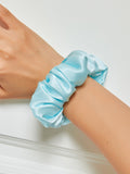 SilkSilky FR 19Momme Pure Soie Scrunchie Bleu 009