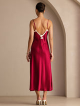 [Rouge Vineux] SilkSilky-FR Sleeveless V Neck Robes 002