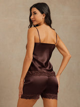 [Brun] SilkSilky-FR Sleeveless V Neck Ensemble Camisole 005