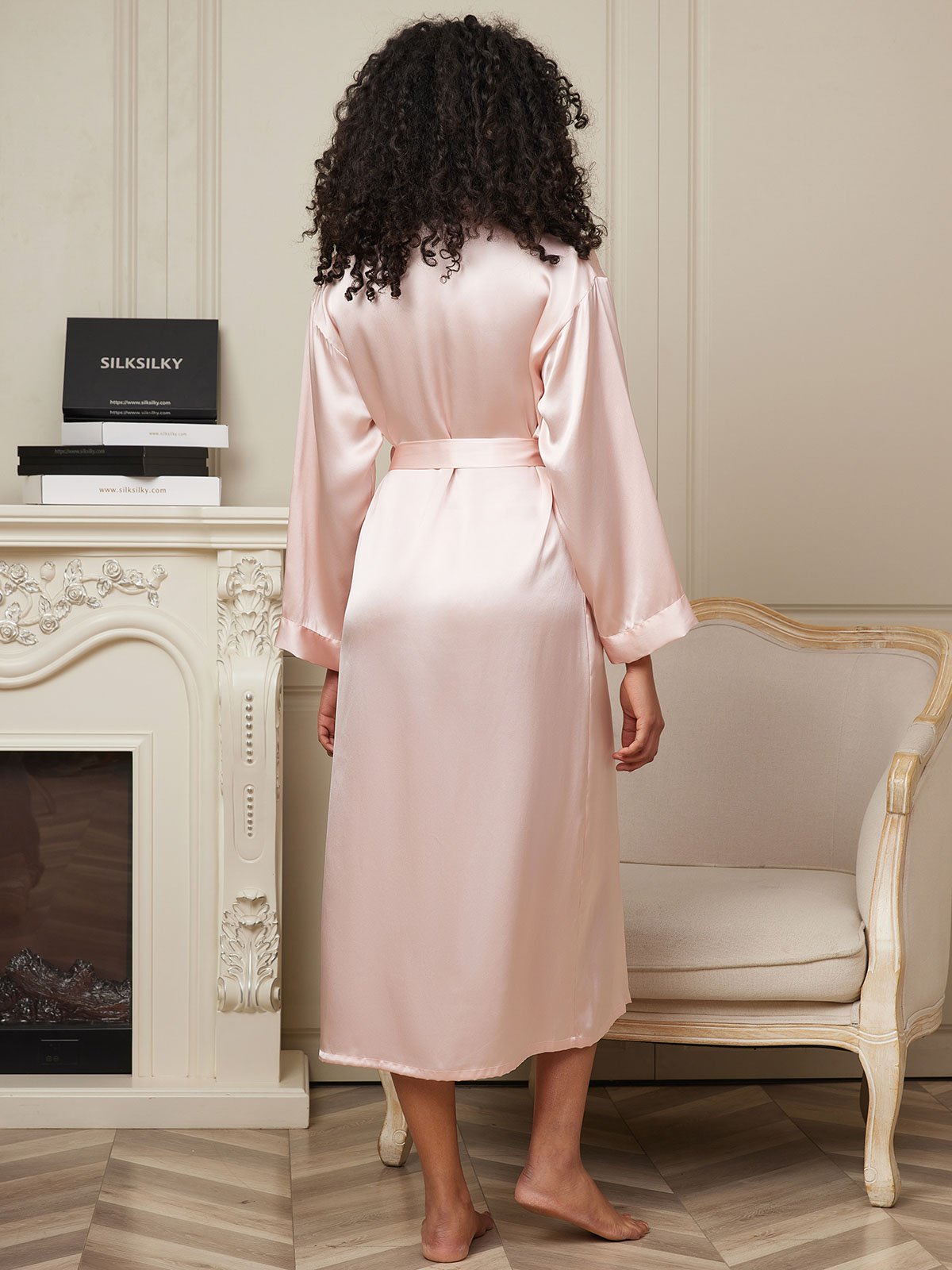 [Rose] SilkSilky-FR Pure Soie Womens Robe 002