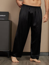 [Noir] SilkSilky-FR Pure Soie Mens Sleep Bottoms 004
