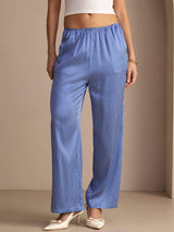 [Rayures Fines Bleues] SilkSilky-FR Womens Pants 005