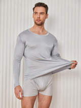 [Gris Clair] SilkSilky-FR Long Sleeve Round Neck Homme T-Shirt 003