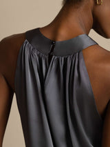 [Gris Foncé] SilkSilky-FR Sleeveless Halter Femme T-Shirt 004