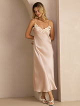 [Rose] SilkSilky-FR Sleeveless V Neck Robes 001