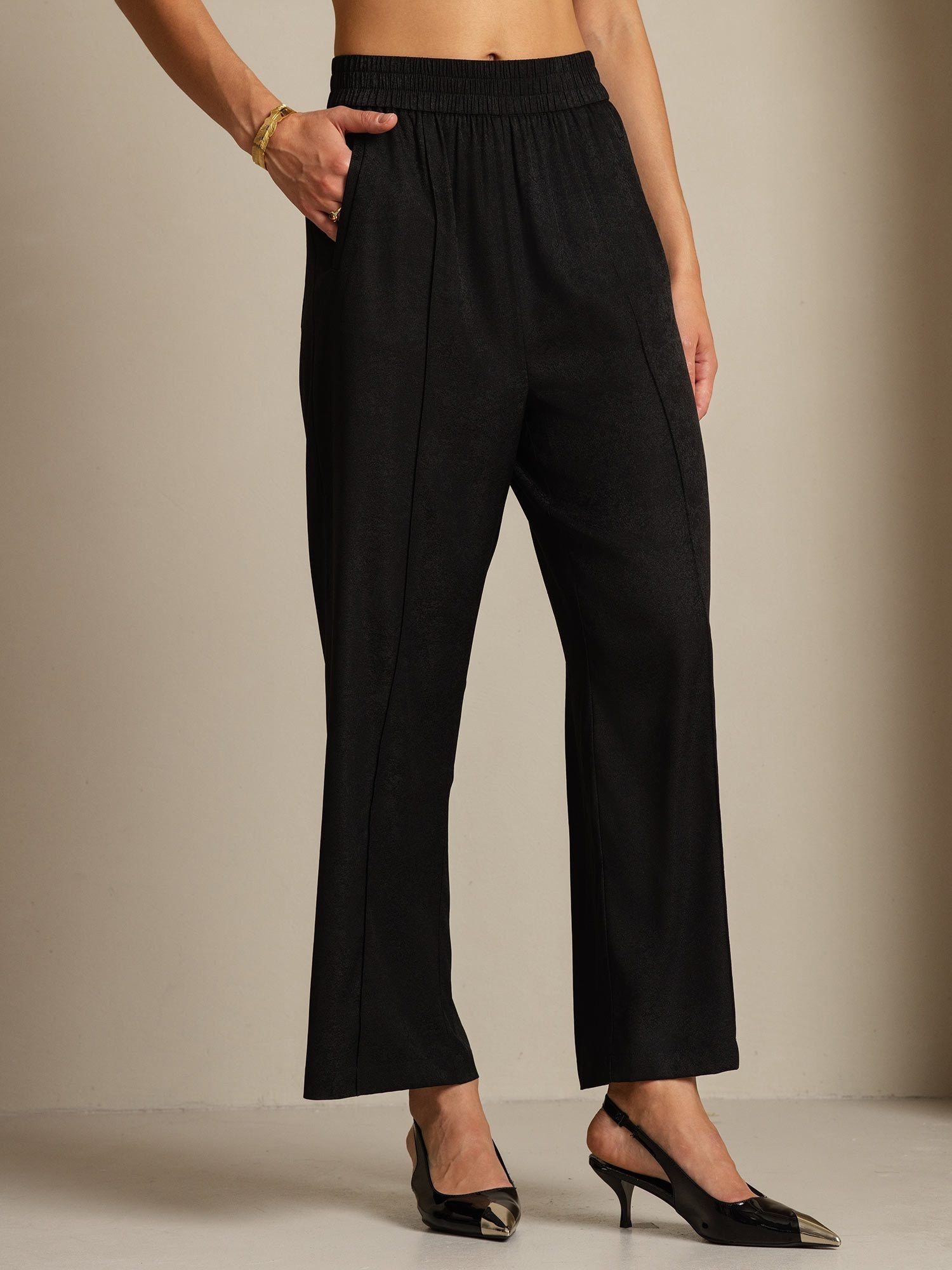 [Noir] SilkSilky-FR 22Momme Soie Womens Pants 007