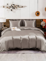 [Gris] SilkSilky-FR Parure de Lit Soie 001